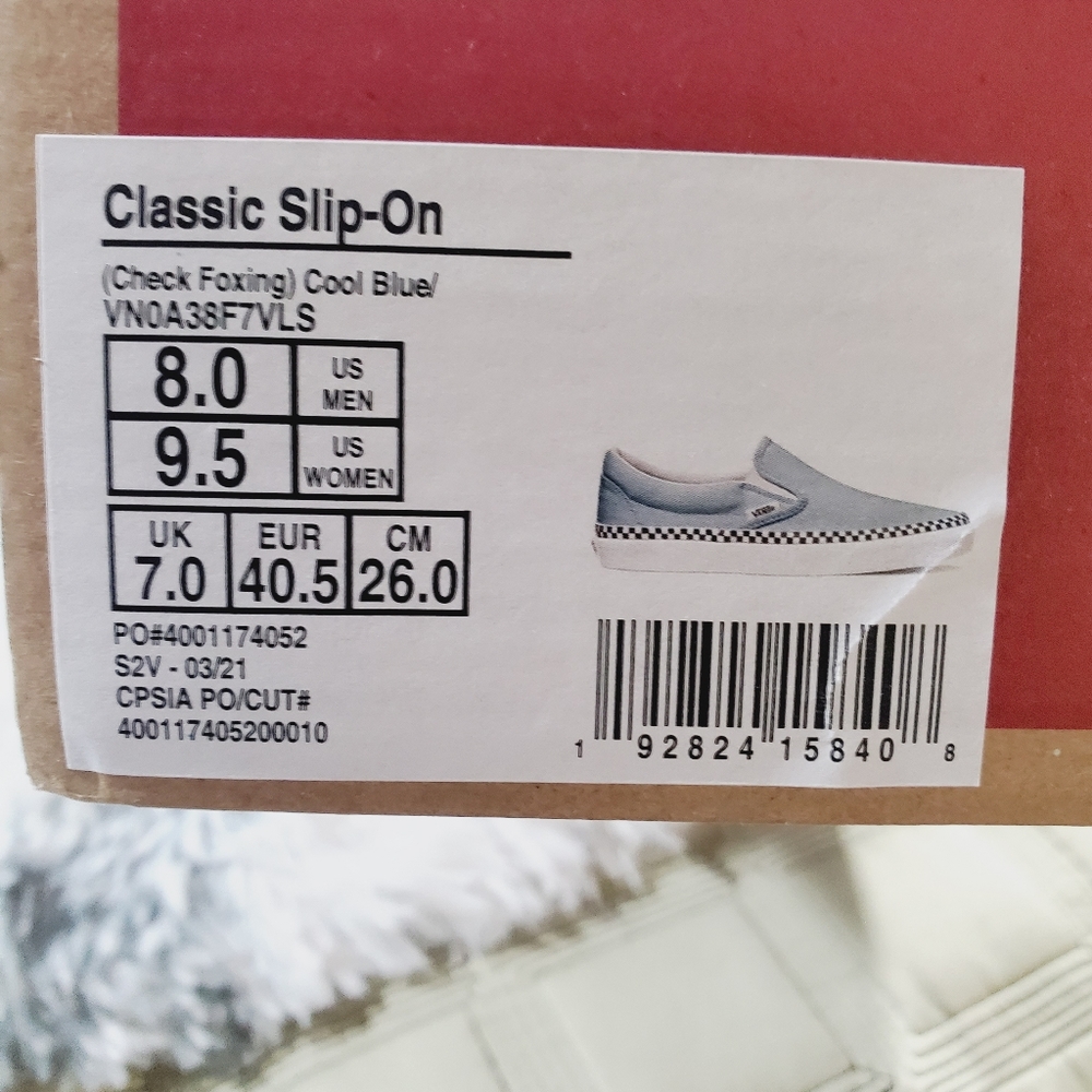 Vans Check Foxing Cool Blue Classic Slip on (CL) - Picture 3 of 14